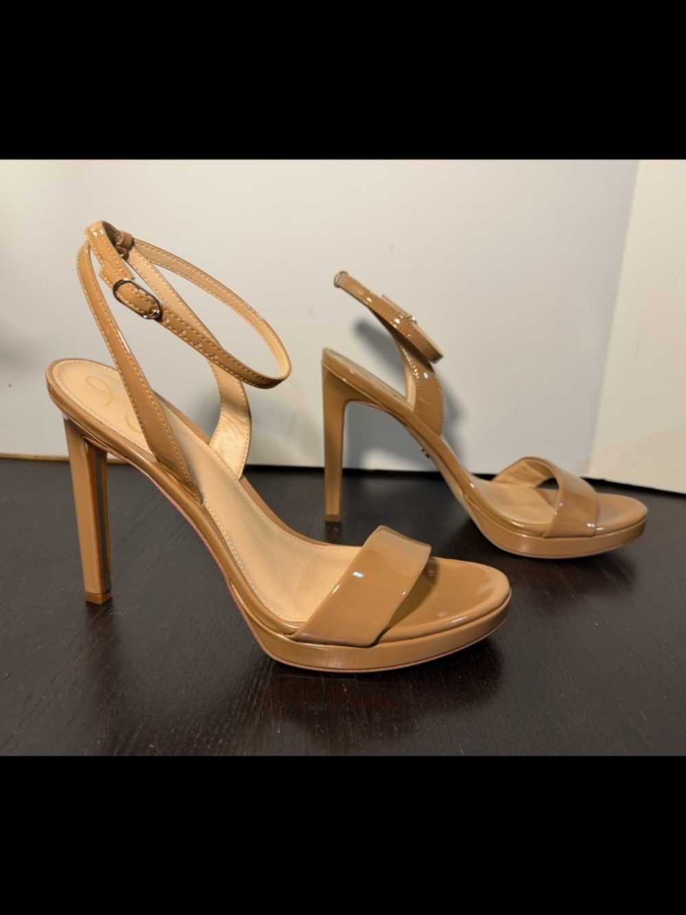 NWOB Sam Edelman Jade Ankle Strap Patent Leather Heels Rose Blush Womans 11M